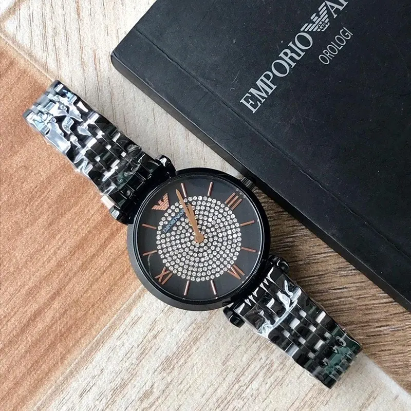 Emporio Armani Black Fashionable Couple Watch- AR11299/AR11245